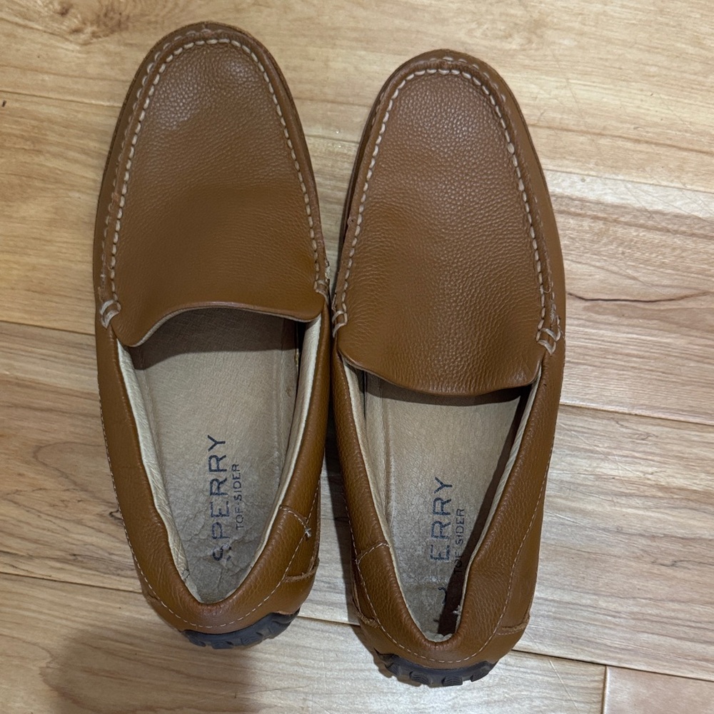 Sperry Men's Tan Leather Slip-On Loafers